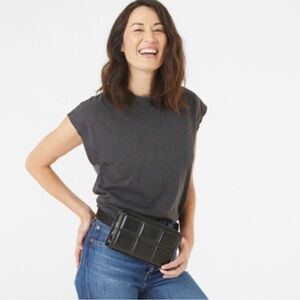 Quilted faux leather  gold-colored zipper waist belt bag Amanda Uprichard